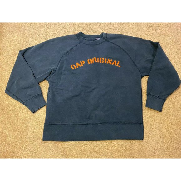 GAP Other - VTG 90s Gap Original Navy Blue Embroidered￼ Spell Out Crewneck Sweatshirt Small